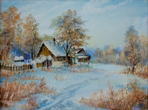 Картина Зимняя деревня 100498
